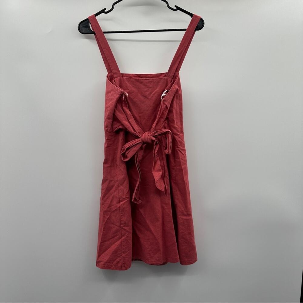 Lulus Louetta Button-Down‎ Tie Back Sleeveless Mini Dress in Rust Red Size M - Picture 6 of 11